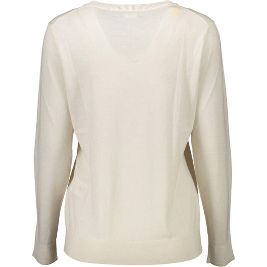 Gant Elegant Beige Wool Sweater with Classic Logo elegant-beige-wool-sweater-with-classic-logo