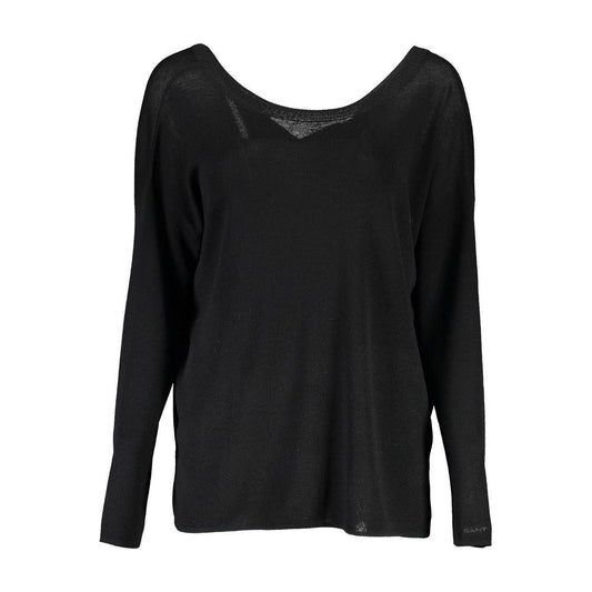Gant | Elegant Black Wool Sweater with Round Neck| McRichard Designer Brands   