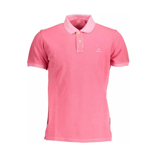 Chic Pink Cotton Polo Shirt with Logo Detail