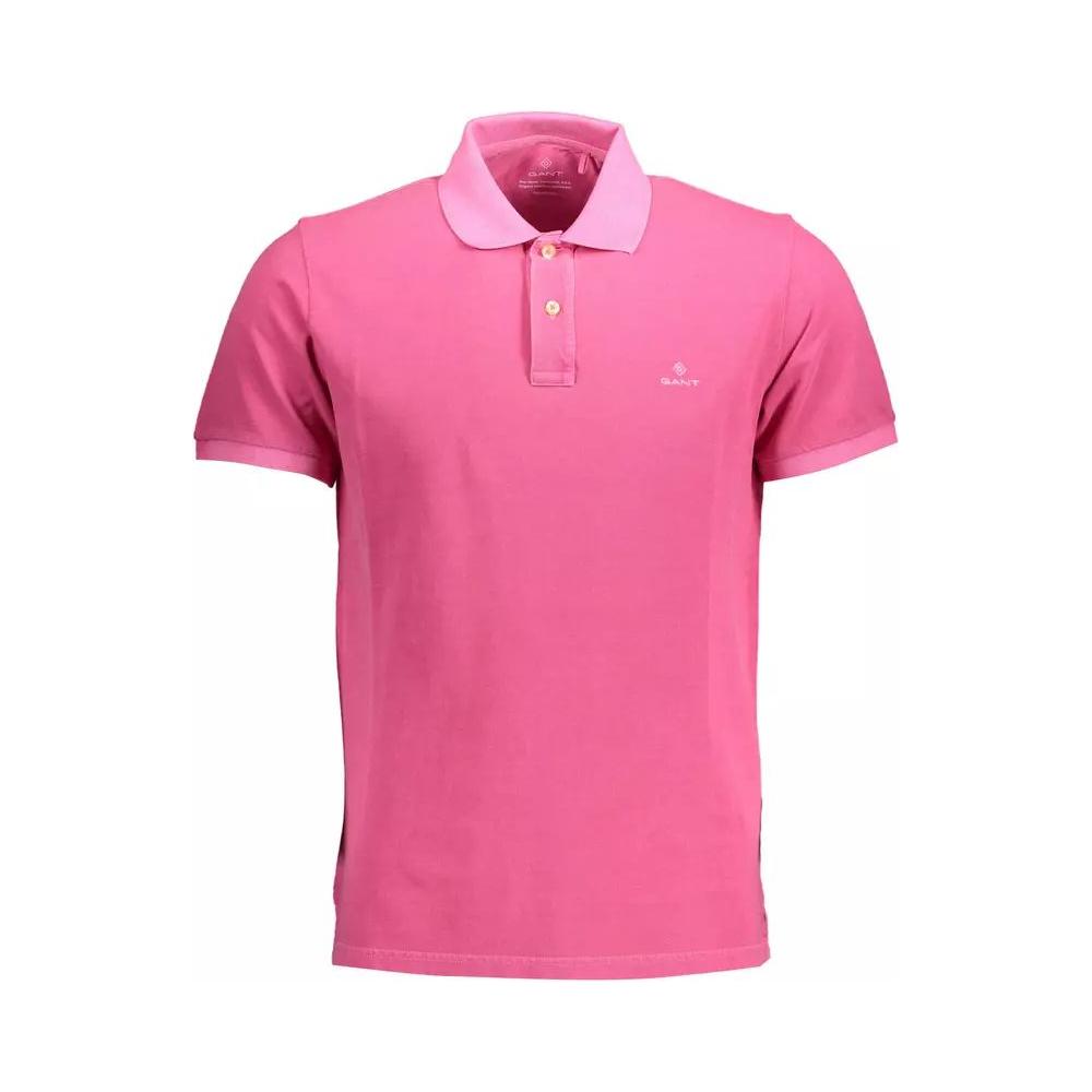 Gant Elegant Pink Cotton Polo with Contrasting Details elegant-pink-cotton-polo-with-contrasting-details