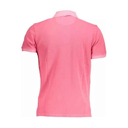 Chic Pink Cotton Polo Shirt with Logo Detail