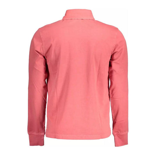 Chic Pink Cotton Long-Sleeved Polo Shirt