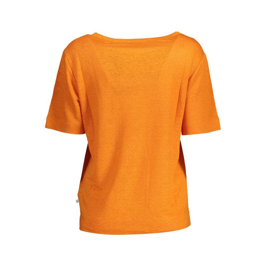 Elegant Linen Tee with Wide Neckline