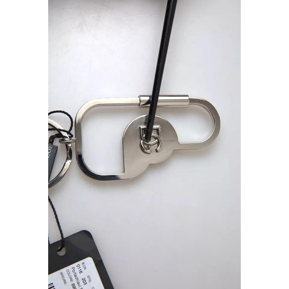 Silver Tone Brass Metal DG Logo Engraved Keyring Keychain