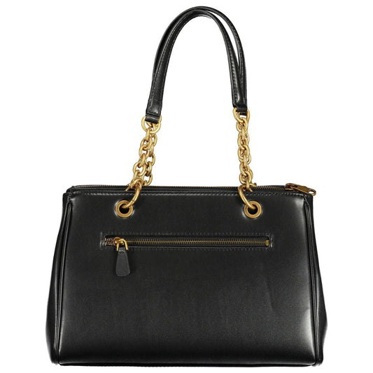 Chic Black Contrasting Detail Dual-Handle Bag