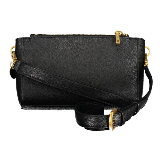 Chic Contrasting Black Polyurethane Handbag