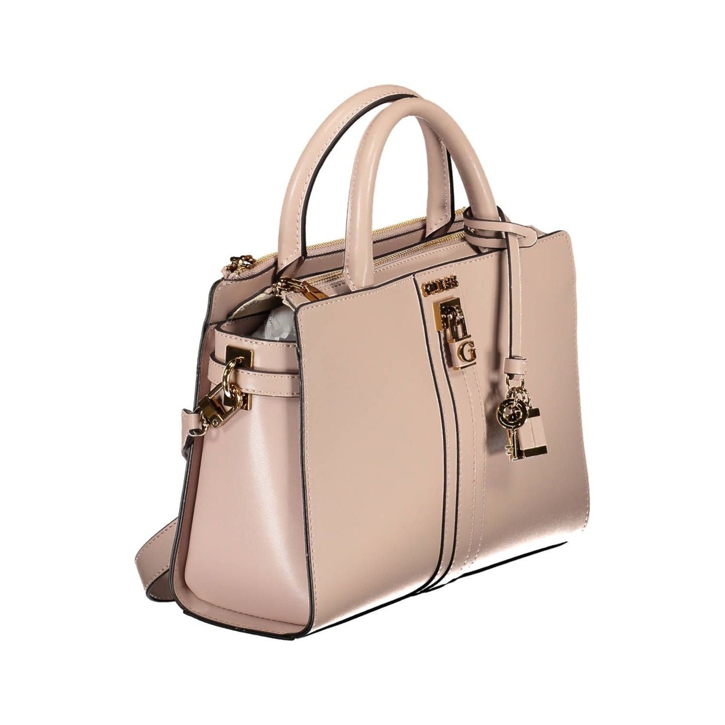 Guess Jeans Chic Pink Guess Handbag with Contrasting Details chic-pink-guess-handbag-with-contrasting-details