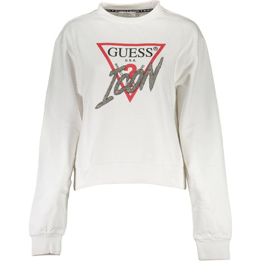 Guess Jeans Chic White Printed Sweatshirt with Rhinestones white-cotton-sweater-107
