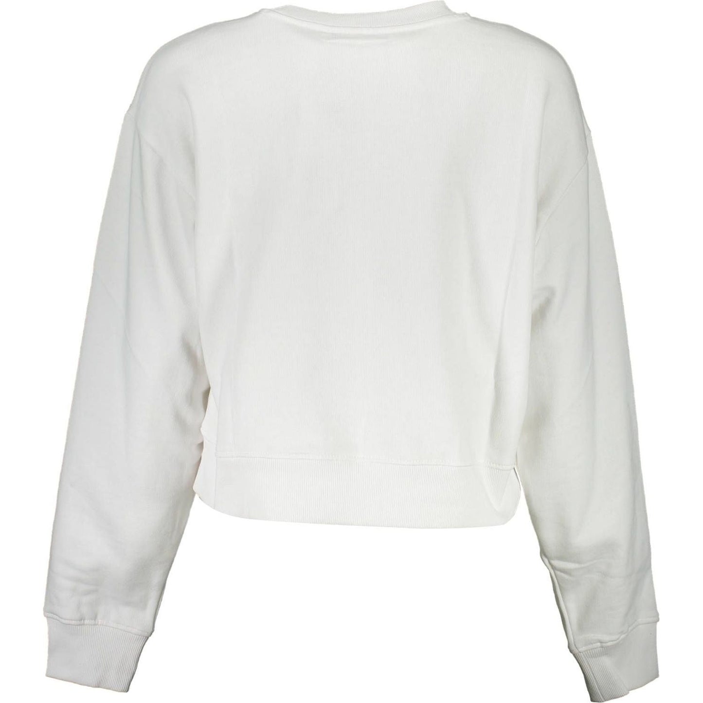 Guess Jeans Chic White Cotton Sweatshirt with Logo Print chic-white-cotton-sweatshirt-with-logo-print