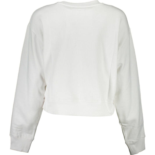 Guess Jeans Chic White Cotton Sweatshirt with Logo Print chic-white-cotton-sweatshirt-with-logo-print