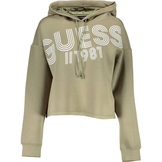 Guess Jeans Chic Green Hooded Sweatshirt with Logo Print green-viscose-sweater-2