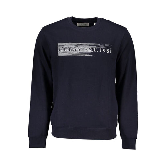 Guess Jeans | Sleek Blue Crew Neck Embroidered Sweatshirt| McRichard Designer Brands   