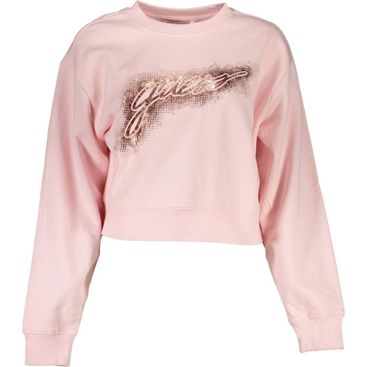 Guess Jeans | Chic Pink Organic Cotton Sweatshirt| McRichard Designer Brands   