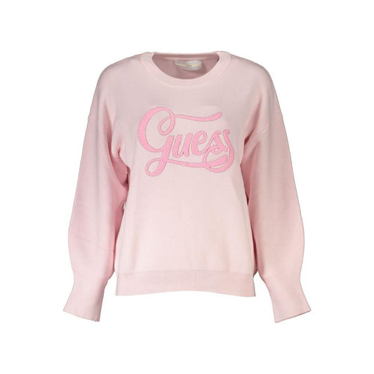 Guess Jeans | Chic Pink Long Sleeve Embroidered Sweater| McRichard Designer Brands   