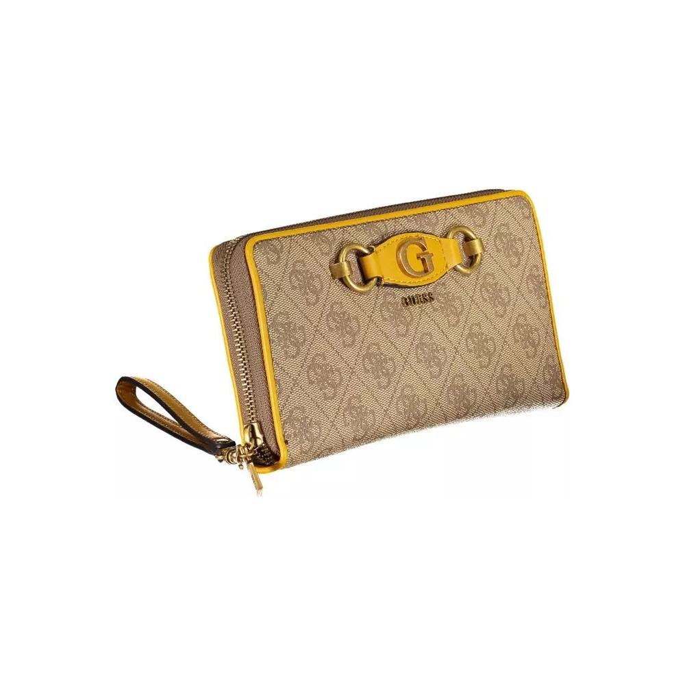 Guess Jeans Beige Zip-Around Wallet with Contrast Details beige-zip-around-wallet-with-contrast-details