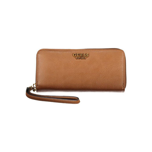 Guess Jeans | Elegant Brown Zip Wallet with Multiple Compartments| McRichard Designer Brands   