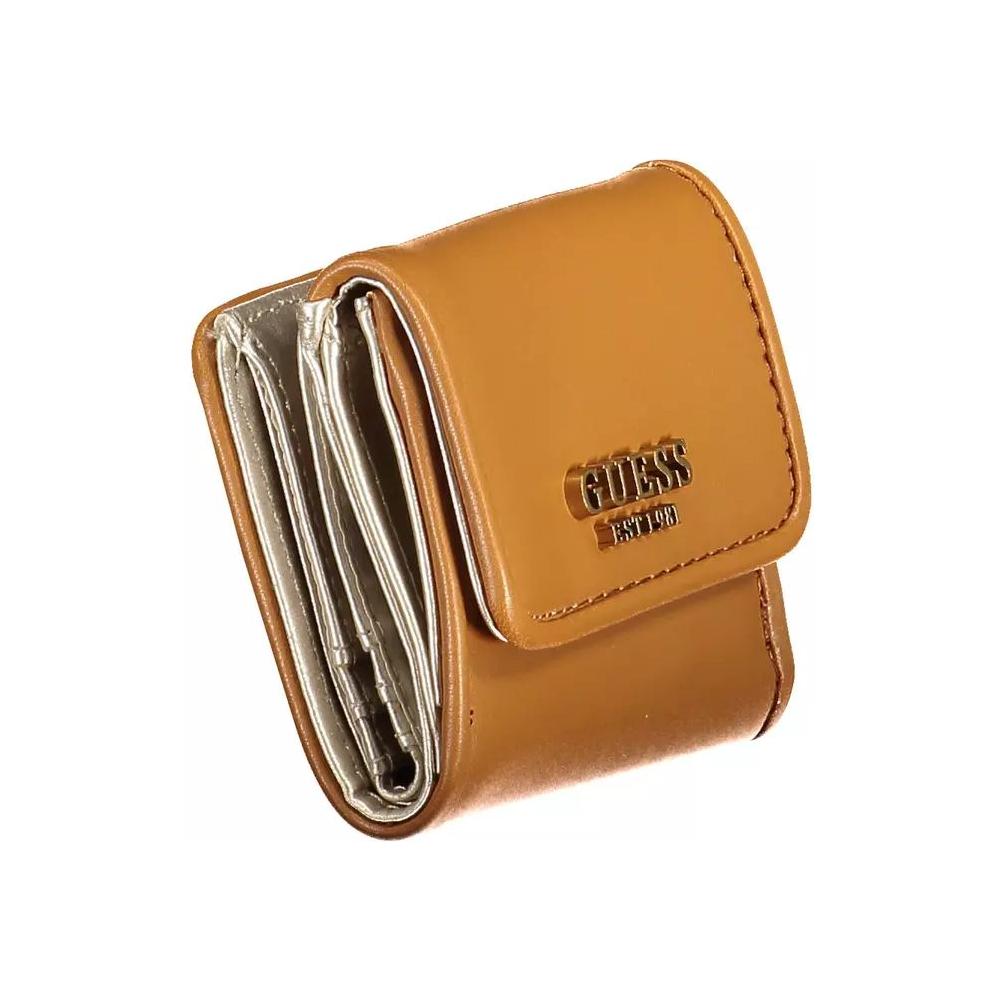 Guess Jeans Chic Brown Snap Wallet with Contrast Detailing chic-brown-snap-wallet-with-contrast-detailing