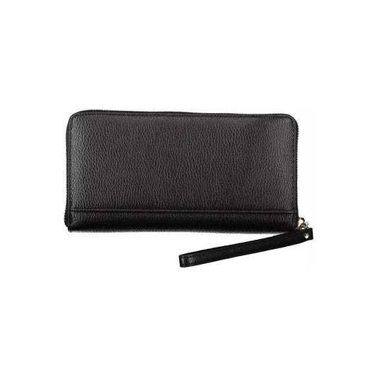 Chic Black Polyethylene Wallet with Coin Purse