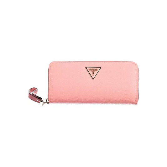 Guess Jeans | Chic Pink Zip Wallet with Contrasting Details| McRichard Designer Brands   