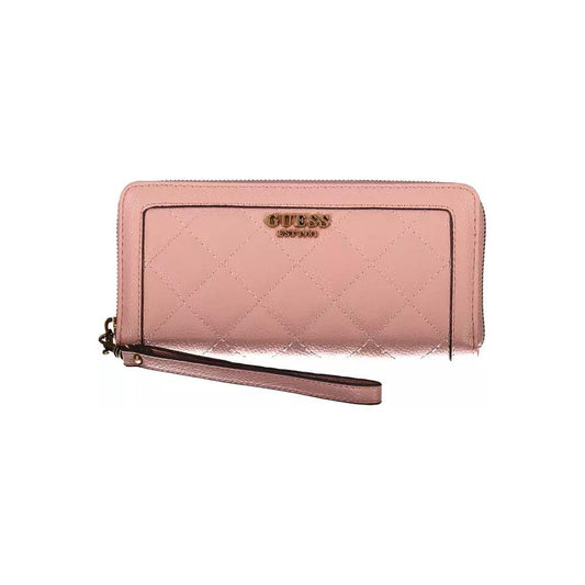 Chic Pink Wallet with Contrast Zip & Logo