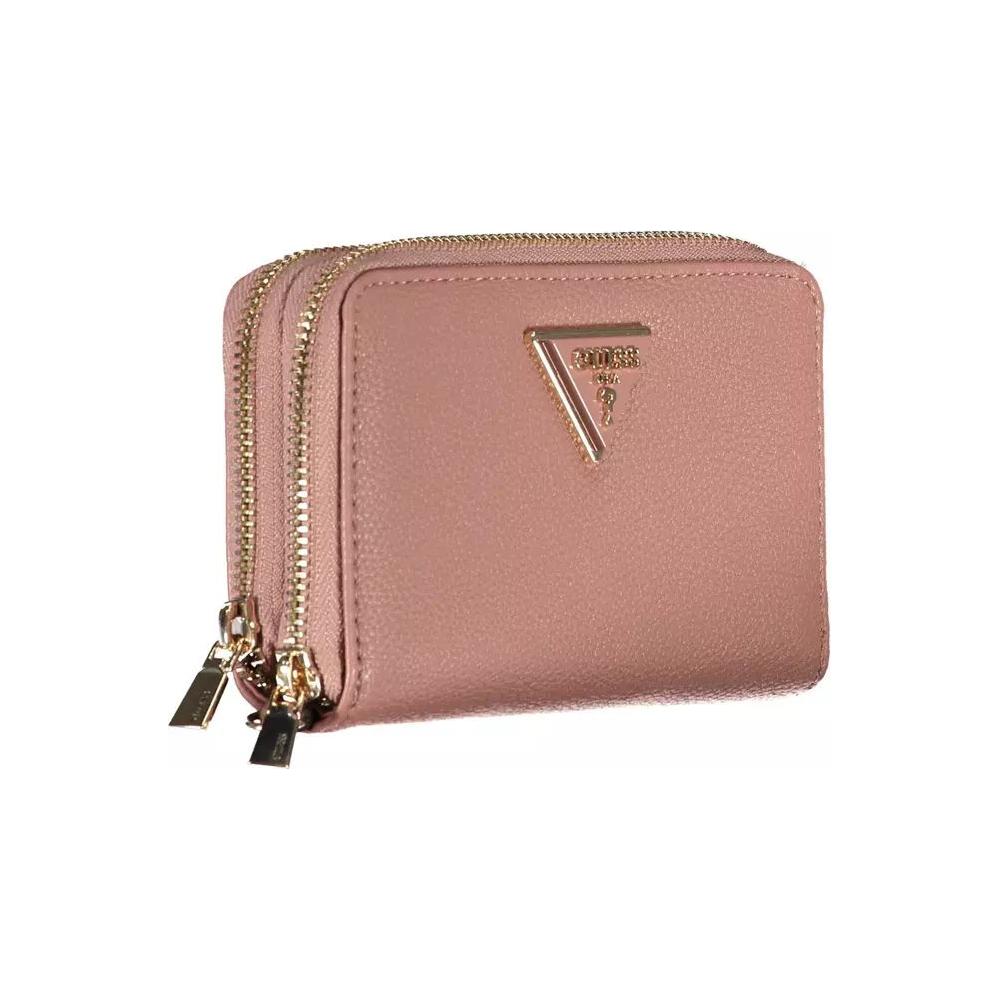 Chic Pink Double Wallet with Contrasting Accents