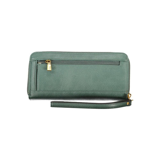 Chic Green Polyethylene Wallet with Multiple Compartments