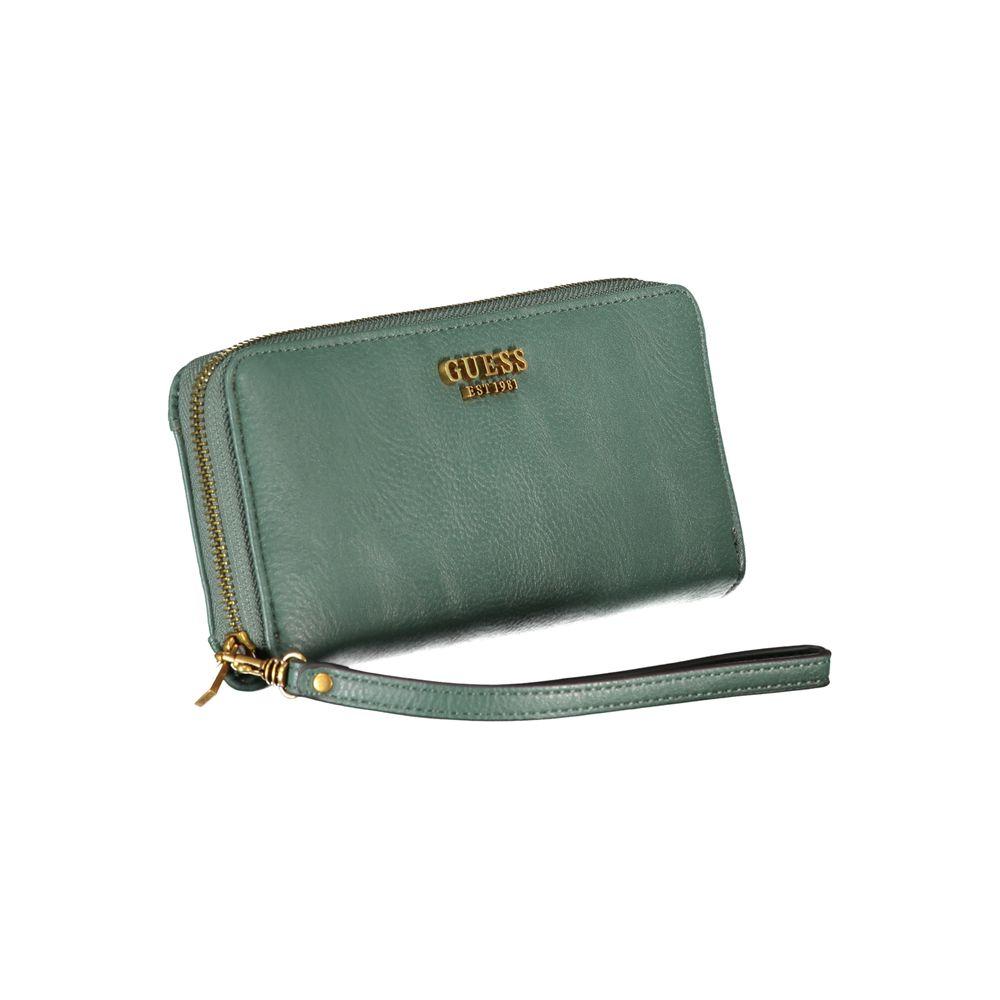 Guess Jeans | Chic Green Polyethylene Wallet with Multiple Compartments| McRichard Designer Brands   