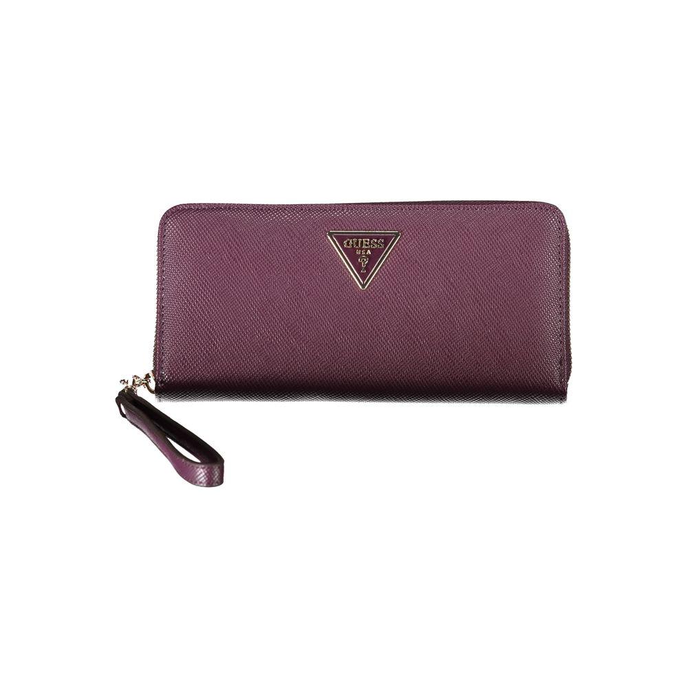 Guess Jeans | Elegant Purple Zip Closure Wallet with Logo Detail| McRichard Designer Brands   