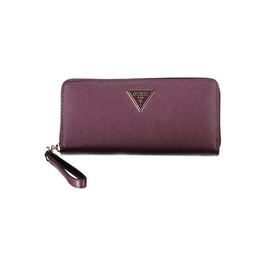 Elegant Purple Zip Closure Wallet with Logo Detail