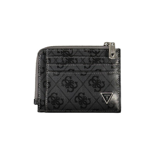 Sleek Black Leather Wallet with Contrasting Accents