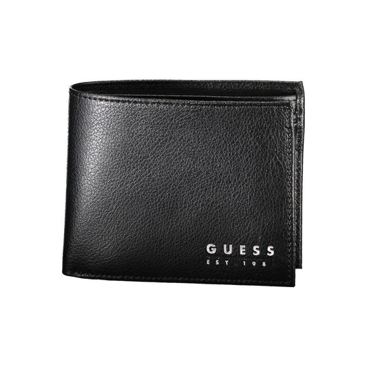 Guess Jeans | Chic Black Leather Dual-Compartment Wallet| McRichard Designer Brands   