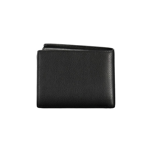 Sleek Black Leather Dual Compartment Wallet