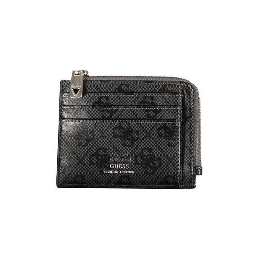 Sleek Black Leather Wallet with Contrasting Accents