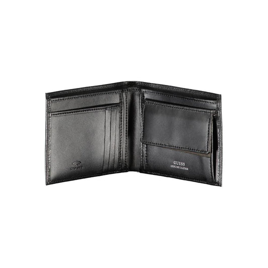 Guess Jeans | Chic Black Leather Dual-Compartment Wallet| McRichard Designer Brands   