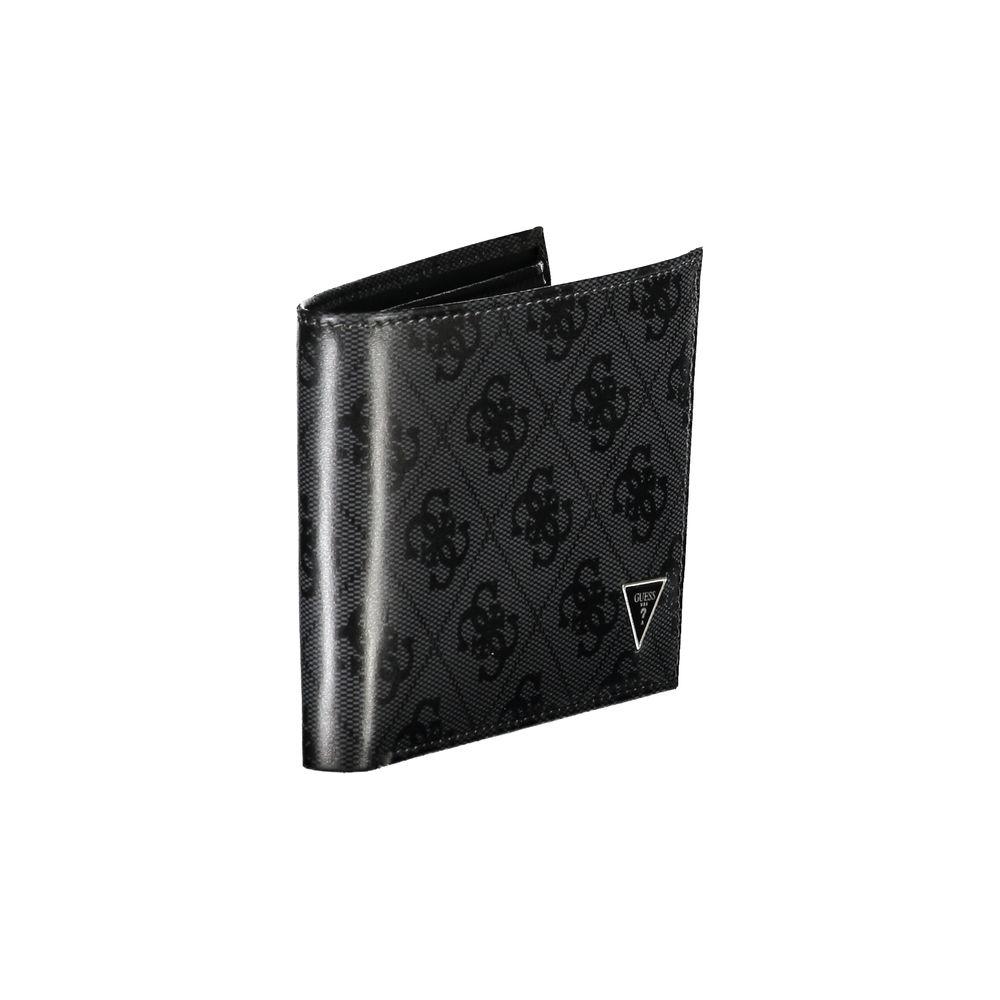 Guess Jeans Sleek Black Leather Dual Compartment Wallet sleek-black-leather-dual-compartment-wallet-1