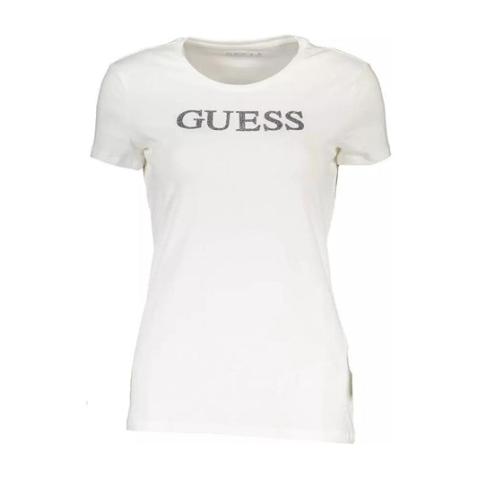 Chic White Logo Tee with Stretch Comfort