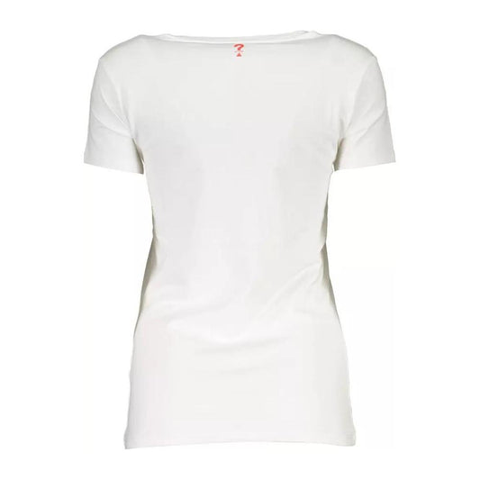 Guess Jeans | Chic White Logo Tee with Elegant Detailing| McRichard Designer Brands   