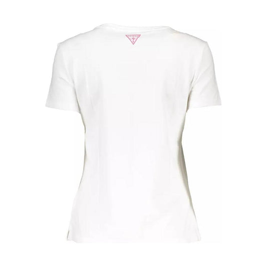 Guess Jeans | Chic White Tee with Embroidery Detail| McRichard Designer Brands   