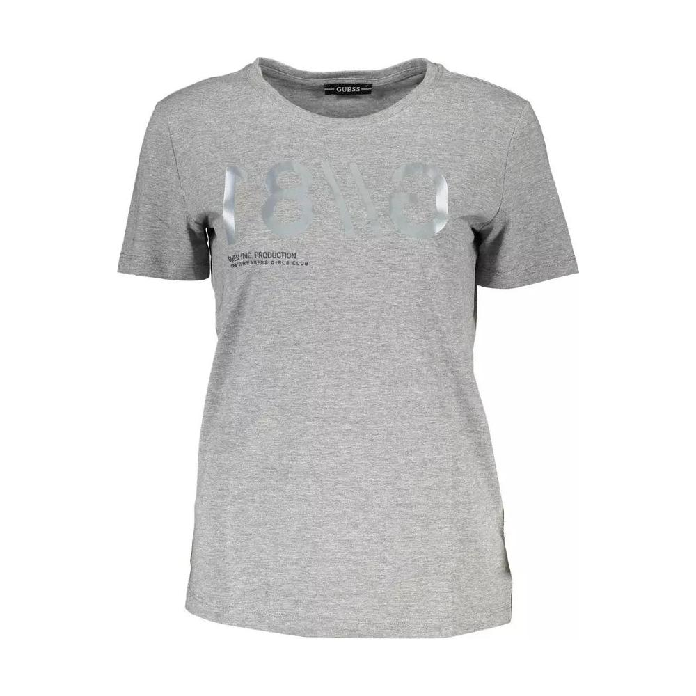Guess Jeans Chic Gray Logo Tee with Wide Neckline chic-gray-logo-tee-with-wide-neckline