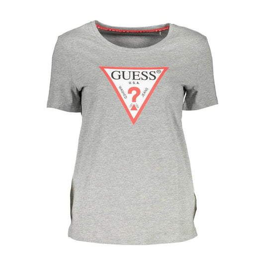 Chic Gray Printed Logo Tee