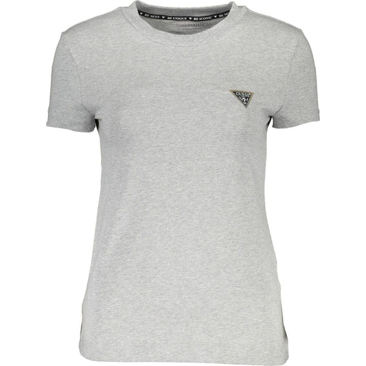 Guess Jeans Chic Gray Crew Neck Logo Tee chic-gray-crew-neck-logo-tee