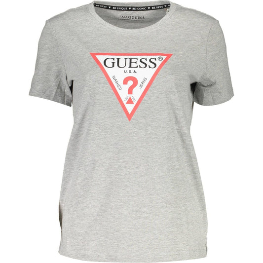 Guess Jeans Elite Gray Organic Cotton Tee for Her elite-gray-organic-cotton-tee-for-her