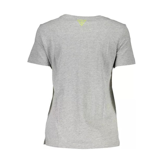 Chic Gray Logo Tee with Delicate Embroidery