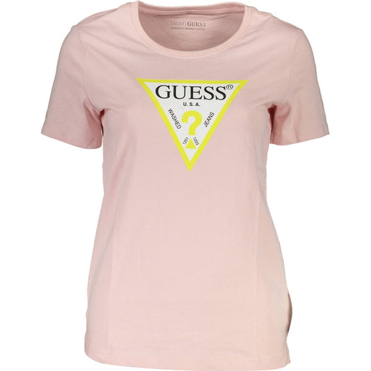 Guess Jeans Chic Pink Logo Tee with Crew Neck chic-pink-logo-tee-with-crew-neck