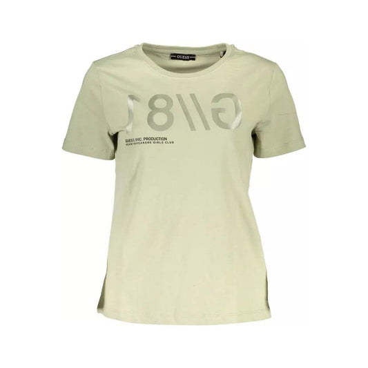 Guess Jeans | Chic Green Logo Tee with Wide Neckline| McRichard Designer Brands   