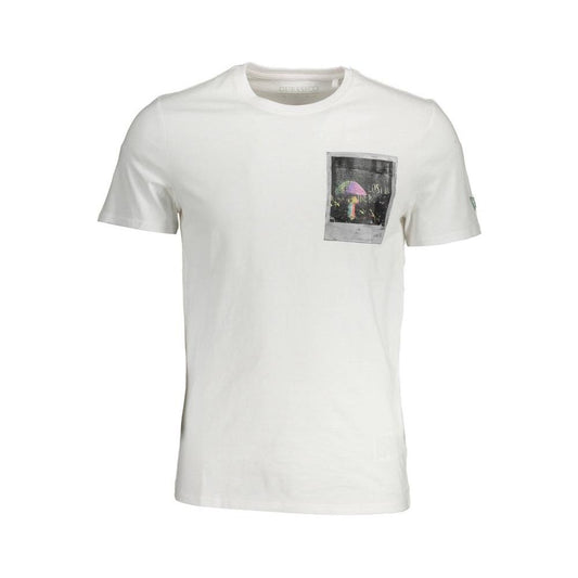 Elegant Slim Fit White Tee with Print Detail