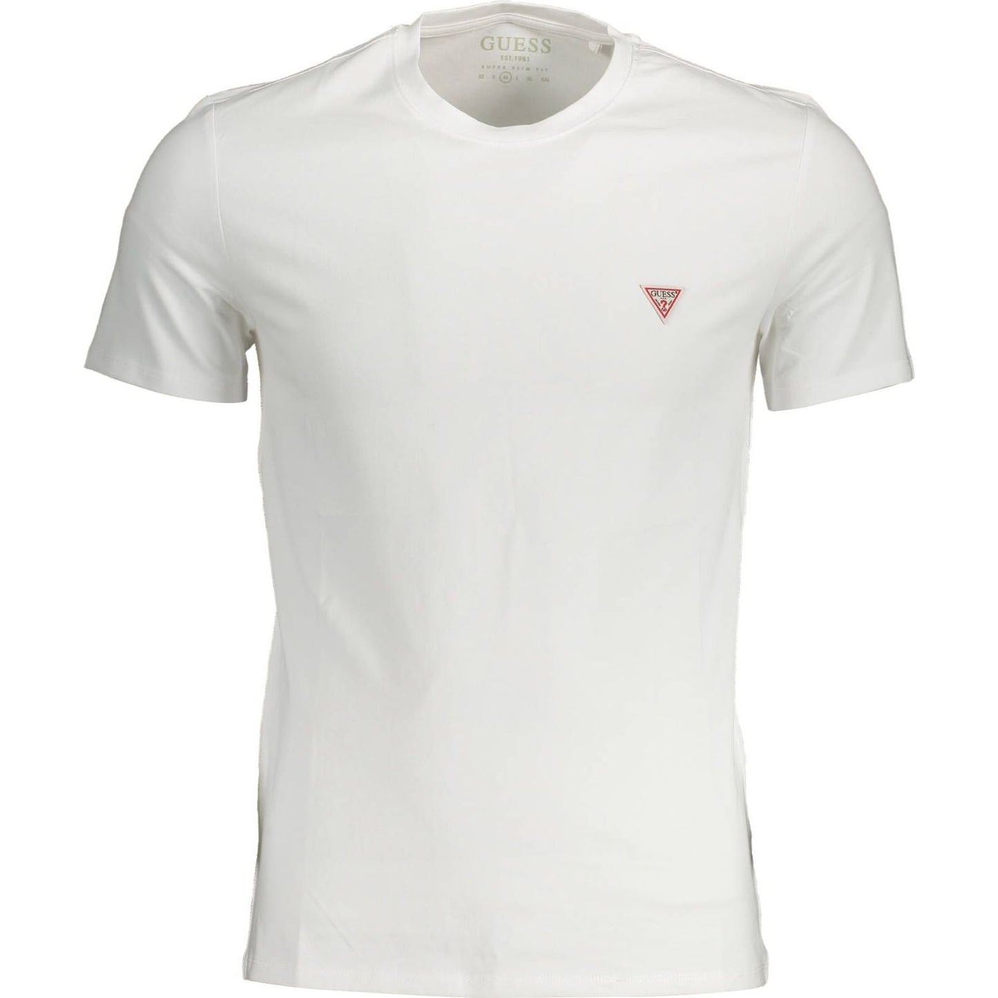 Guess Jeans Sleek White Round Neck Slim Fit Tee sleek-white-round-neck-slim-fit-tee