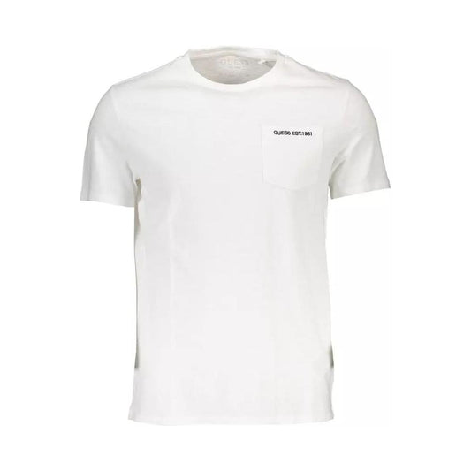 Guess Jeans | Chic Embroidered Pocket Tee in Pure White| McRichard Designer Brands   