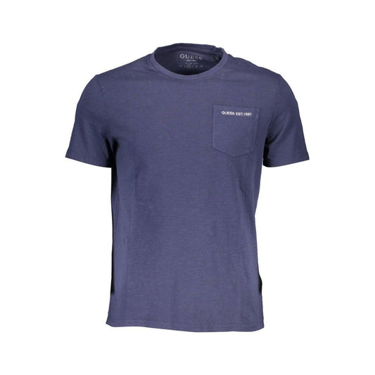 Chic Embroidered Pocket Tee in Sapphire Hue