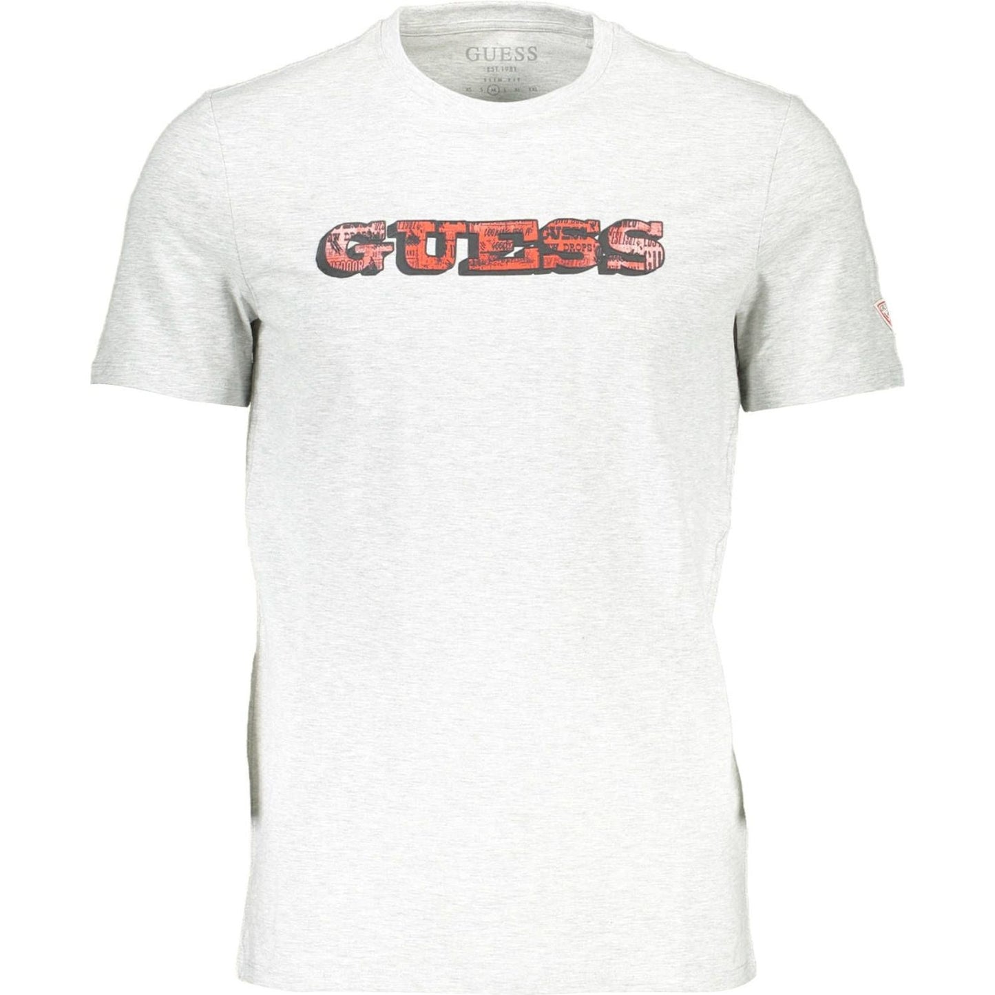 Guess Jeans Sleek Gray Cotton Slim Fit Tee sleek-gray-cotton-slim-fit-tee
